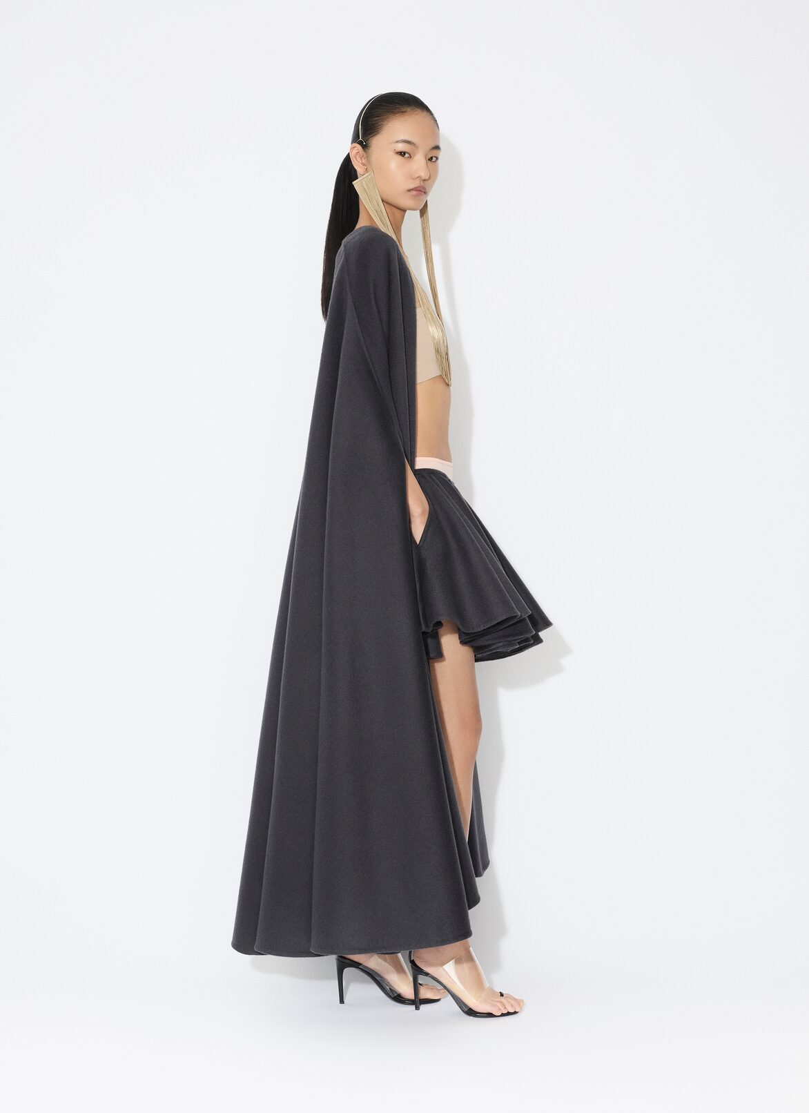 CASHMERE CAPE ALAÏA ANTHRACITE CASHMERE CAPE